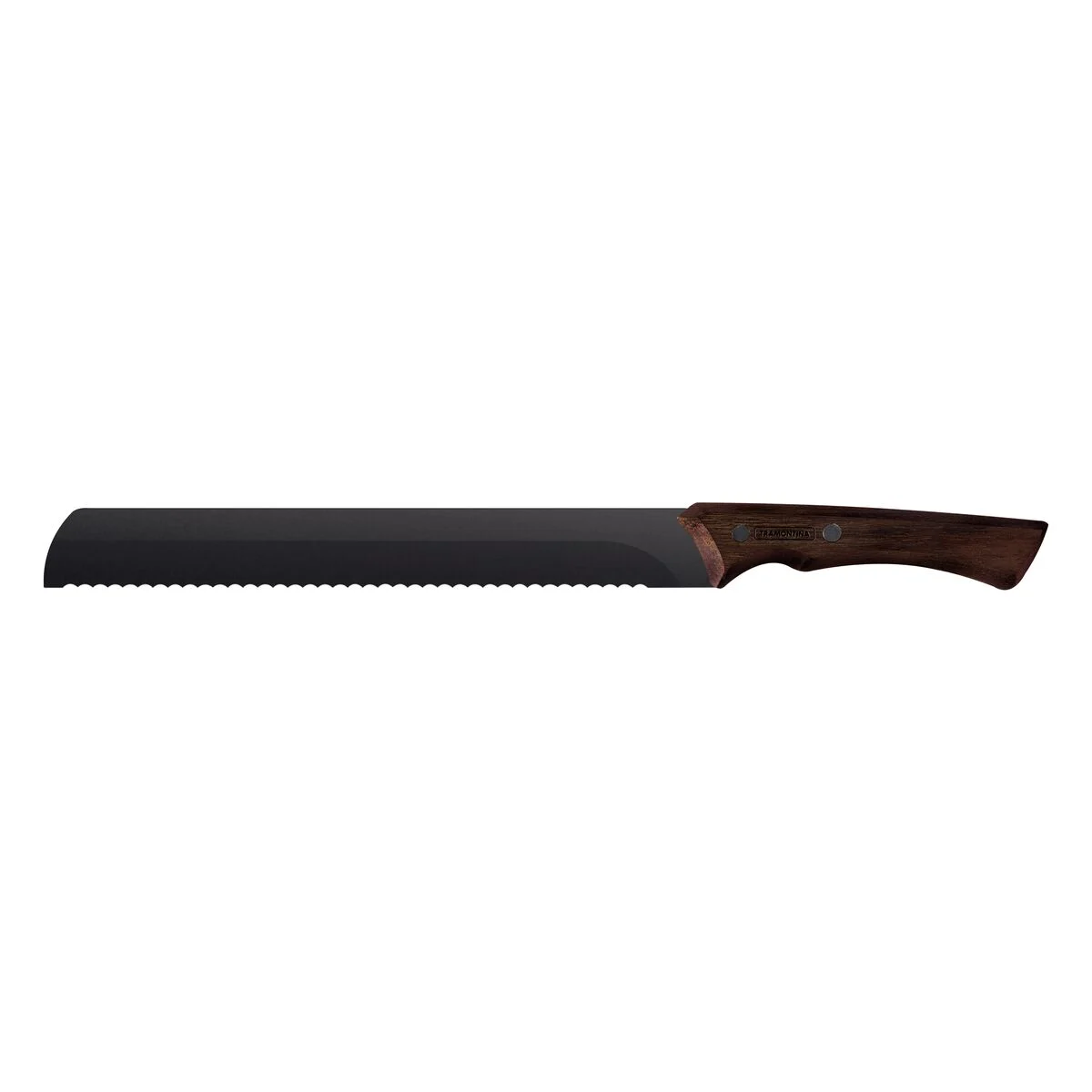 Cuchillo Dentado “Churrasco Black” Acero Inoxidable Oscurecido y Mango de Madera 10″, Tramontina