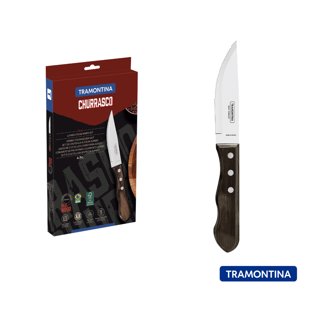 Juego de cuchillos jumbo para barbacoa 4 pzas Polywood
