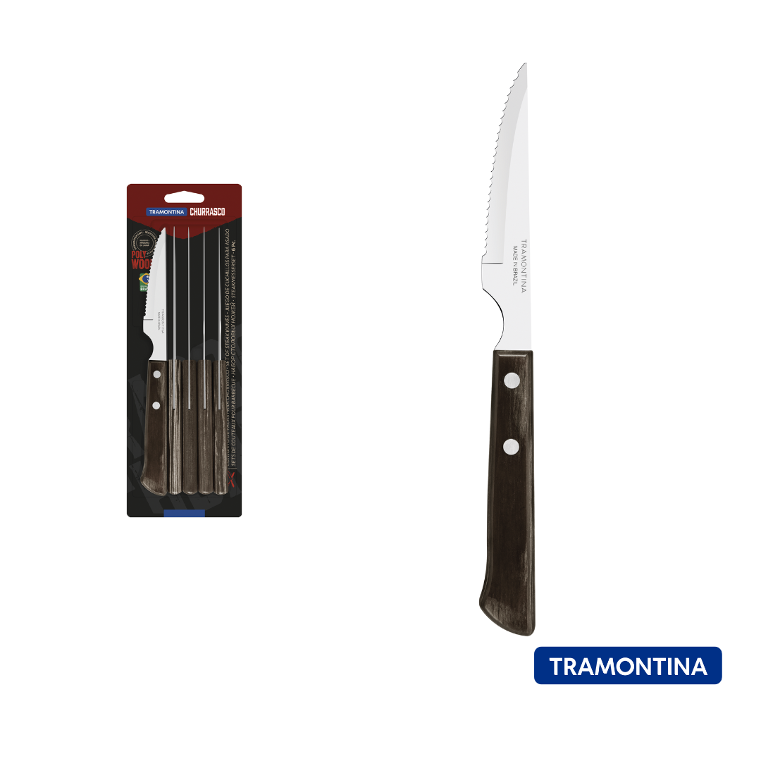 Juego de cuchillos chuleteros 6 pzas Polywood