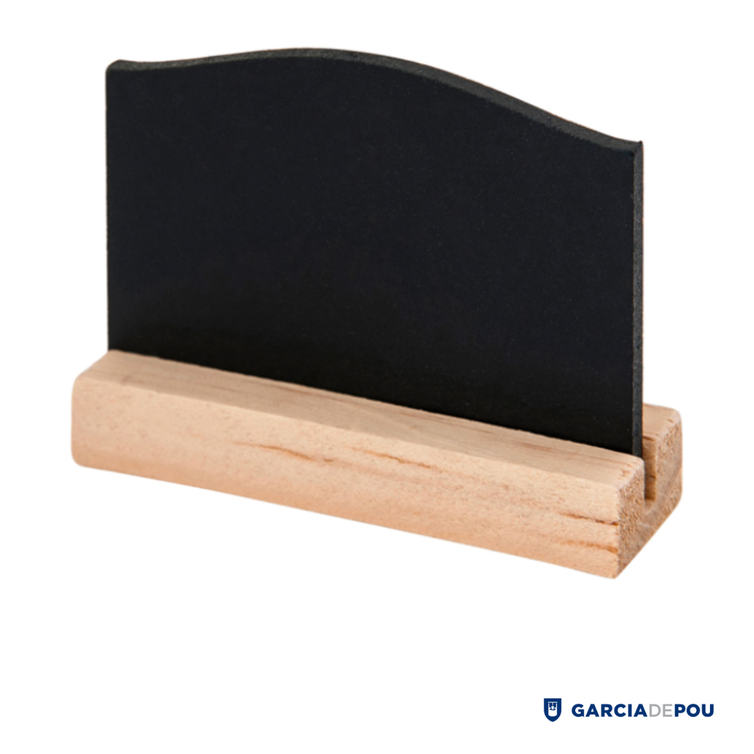 4 mini pizarras + base 7,5×5 Cm negro madera (1 unid.)