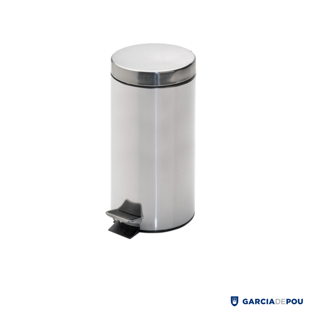 Cubo Pedal Con Receptáculo Interior 12 Litros Ø 25×38 Cm Plateado Inoxidable (1 Unid.)