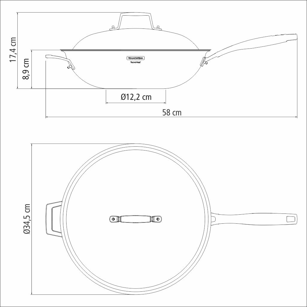 Wok Tri-Ply Grano 32 Cm - Antihadherente Tramontina - Imagen 6